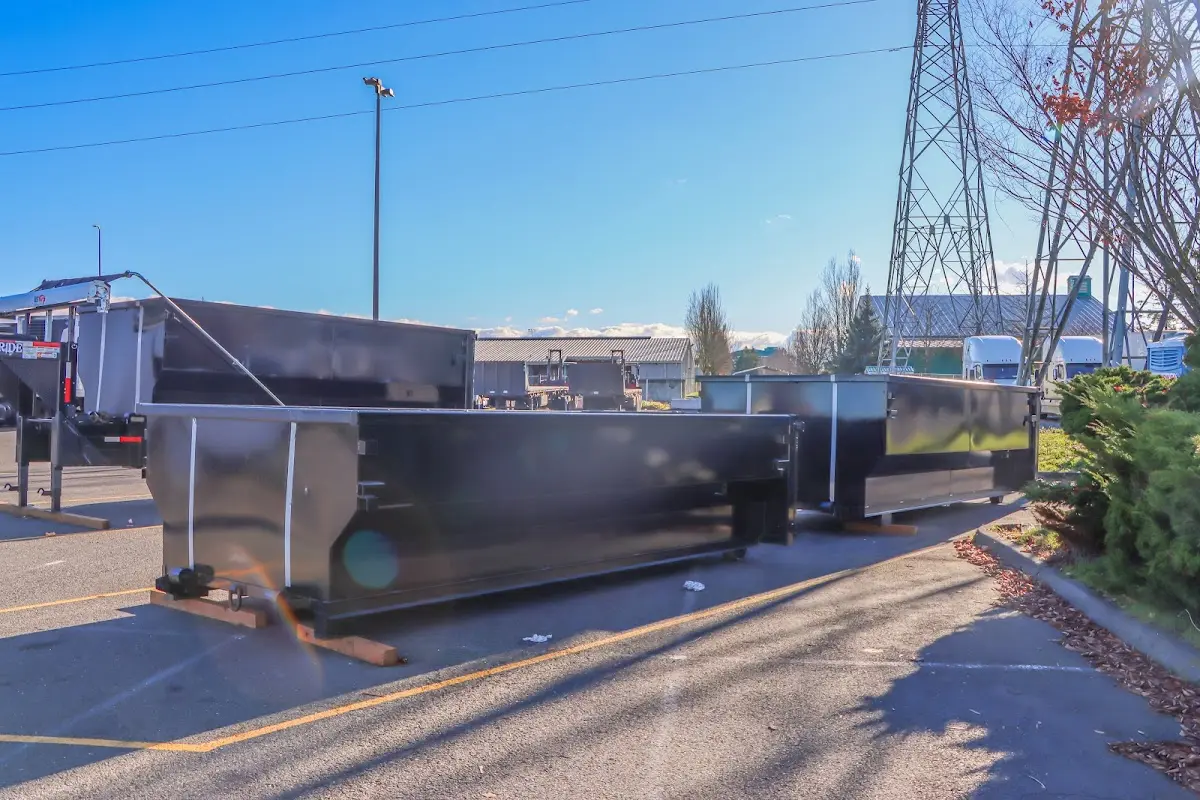 Roll-off dumpster ready for waste disposal at job site for Roofing Dumpster Rental in Jamestown